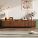 TV Stand With Legs, Media Console, 4 Cabinets For Living Room - Natural Wood by HouseOfZazla
