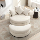 360° Swivel Accent Barrel Chair With Storage Ottoman & 4 Pillows, Modern Leisure Chair Round Accent For Living Room by HouseOfZazla
