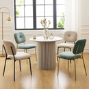 Modern 4 Person Dining Set With Bamboo & Table And Turquoise & Chairs Metal Legs, Space Saving Design - White by HouseOfZazla