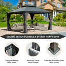10' x 12' Hardtop Gazebo Outdoor Metal Gazebo with Galvanized Steel Double Roof Canopy, Aluminum Frame, Curtains and by HouseOfZazla