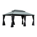 12'x18' Hardtop Gazebo with Resin Roof, Curtains, and Mosquito Netting by HouseOfZazla