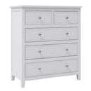 5 Drawers Solid Wood Chest in White