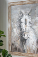 35.4x47.2x1.2" Hand-Painted White Horse Artwork by HouseOfZazla
