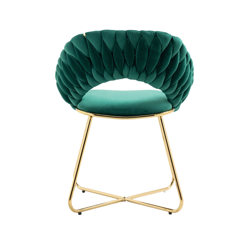 Accent Chairs Set of 2, Velvet Side Chairs with Gold Legs, Mid-Century Upholstered Dining Chairs for Living Room, Kitchen, Bedroom, Beauty Room