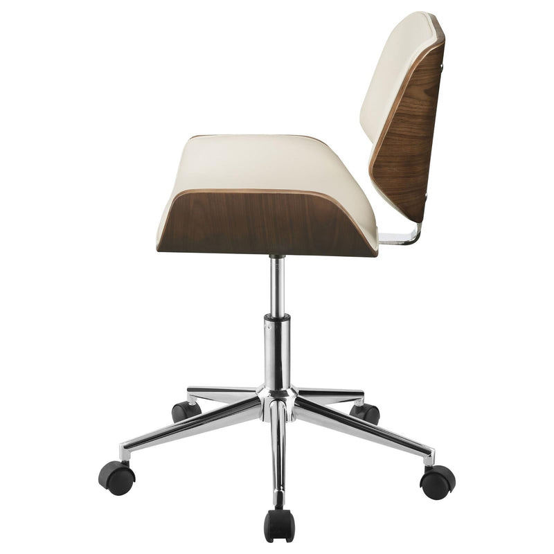 Walker Edison | Ecru and Walnut Swivel Office Chair