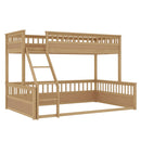 Twin XL over Queen Bunk Bed with Ladder and Guardrails, Natural