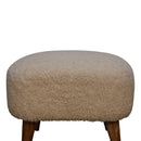 Solid Wood Boucle Upholstered Square Footstool