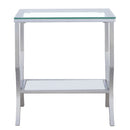 Porch & Den - Square Top End Table Elegance Glass - Chrome