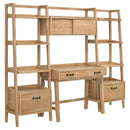 Fabian 4-piece Computer Desk and Bookshelf Set Distressed Light Brown