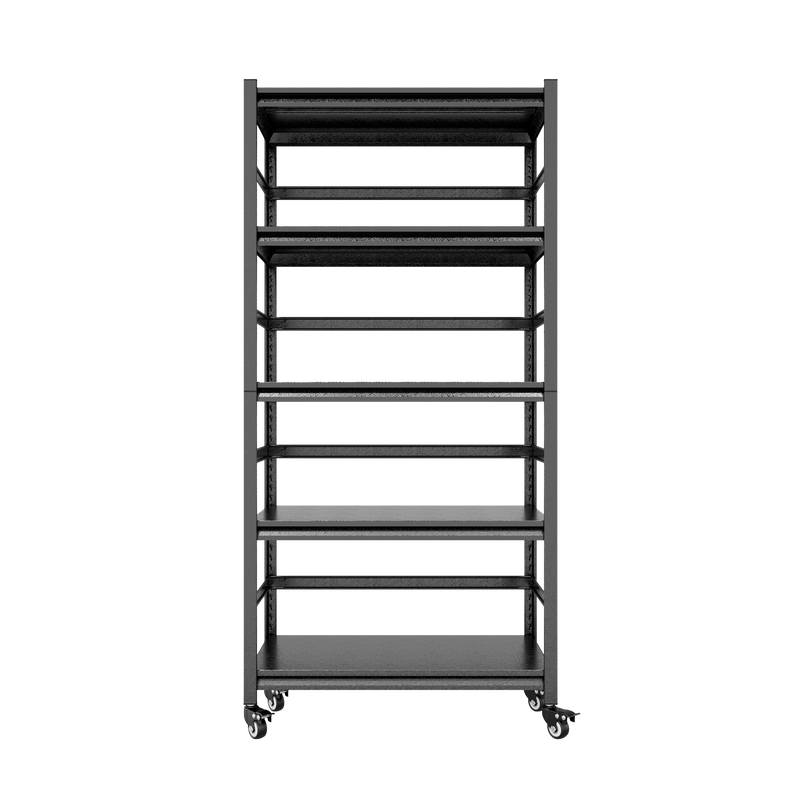 63"H Storage Shelves - Heavy Duty Metal Shelving Unit Adjustable 5-Tier Pantry Shelves with Wheels Load 1750LBS Kitchen Shelf Garage Storage