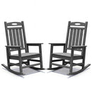 Outdoor Rocking Chair Set of 2, HDPE Patio Rocking Chair for Adults, Oversized Outdoor Rocker for Porch Garden Lawn,Grey
