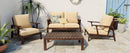 4 Pieces Outdoor Sofa Set with Cushions and Coffee Table