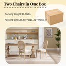 French Country Dining Chairs Set of 2 Upholstered with Rattan Back