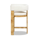 Vavona - Burl Upholstered Barrel Back Counter Height Bar Stool - Polar Off White by HouseOfZazla