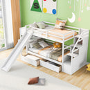 Bunk Bed With Storage Staircase, Slide, Desk, Drawers, And Shelves by HouseOfZazla
