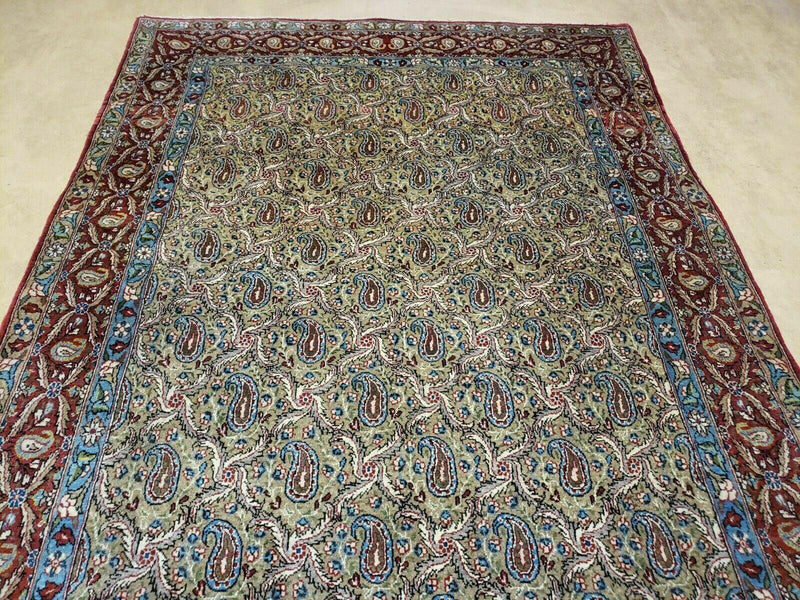 4' X 7' Handmade Turkish Wool Rug Paisley Hand Knotted Flowers One Of A Kind