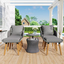 5 Pieces Patio Furniture Chair Sets, Patio Conversation Set With Wicker Cool Bar Table, Ottomans,Outdoor Furniture Bistro Sets for Porch,Backyard,Balcony,Poolside Grey