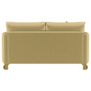 Corliss Upholstered Curved Track Arm Loveseat Camel