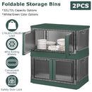 2Pcs 72L Foldable Storage Bins with Lid Collapsible Stackable Closet Organizer Containers with Front Door Lock 4Pcs Wheels