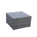 5 Pieces PE Rattan sectional Outdoor Furniture Cushioned U Sofa set with 2 Pillow Grey wicker + Black Cushion