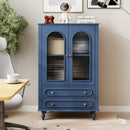 46.5'' Glass Display Cabinet with Ribbed Glass Doors