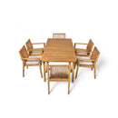 7 Piece Patio Furniture Set Acacia Wood Table And 6 Cushioned Chairs by HouseOfZazla