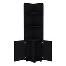 Corner Cabinet Tall With 3 Tier Shelf And 2 Door - Black by HouseOfZazla
