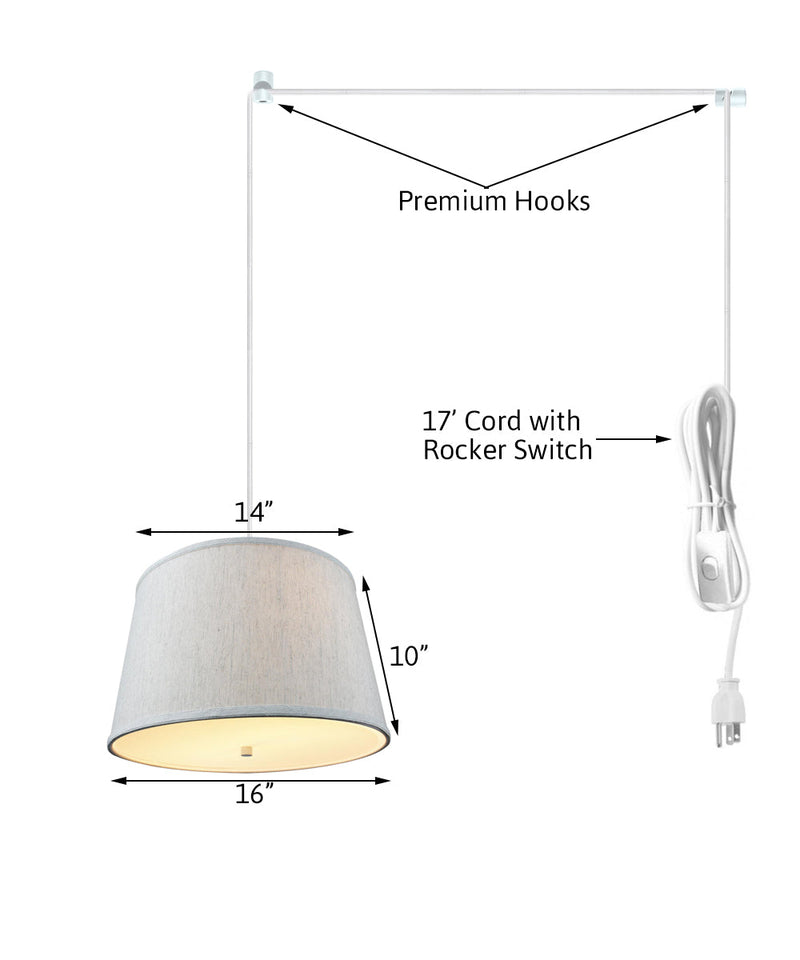 10"W 2 Light Swag Plug-In Pendant Light Textured Oatmeal with Diffuser White Cord