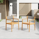 Creative Braided Acacia Wood Outdoor Dining Chairs with Armrests by HouseOfZazla