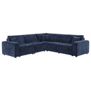 Azure - 5 Piece Upholstered Modular Sectional Sofa - Blue by HouseOfZazla