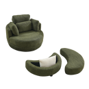 39"W Oversized Swivel Chair with moon storage ottoman for Living Room, Modern Accent Round Loveseat Circle Swivel Barrel Chairs for Bedroom Cuddle Sofa Chair Lounger Armchair, 4 Pillows, Teddy Fabric