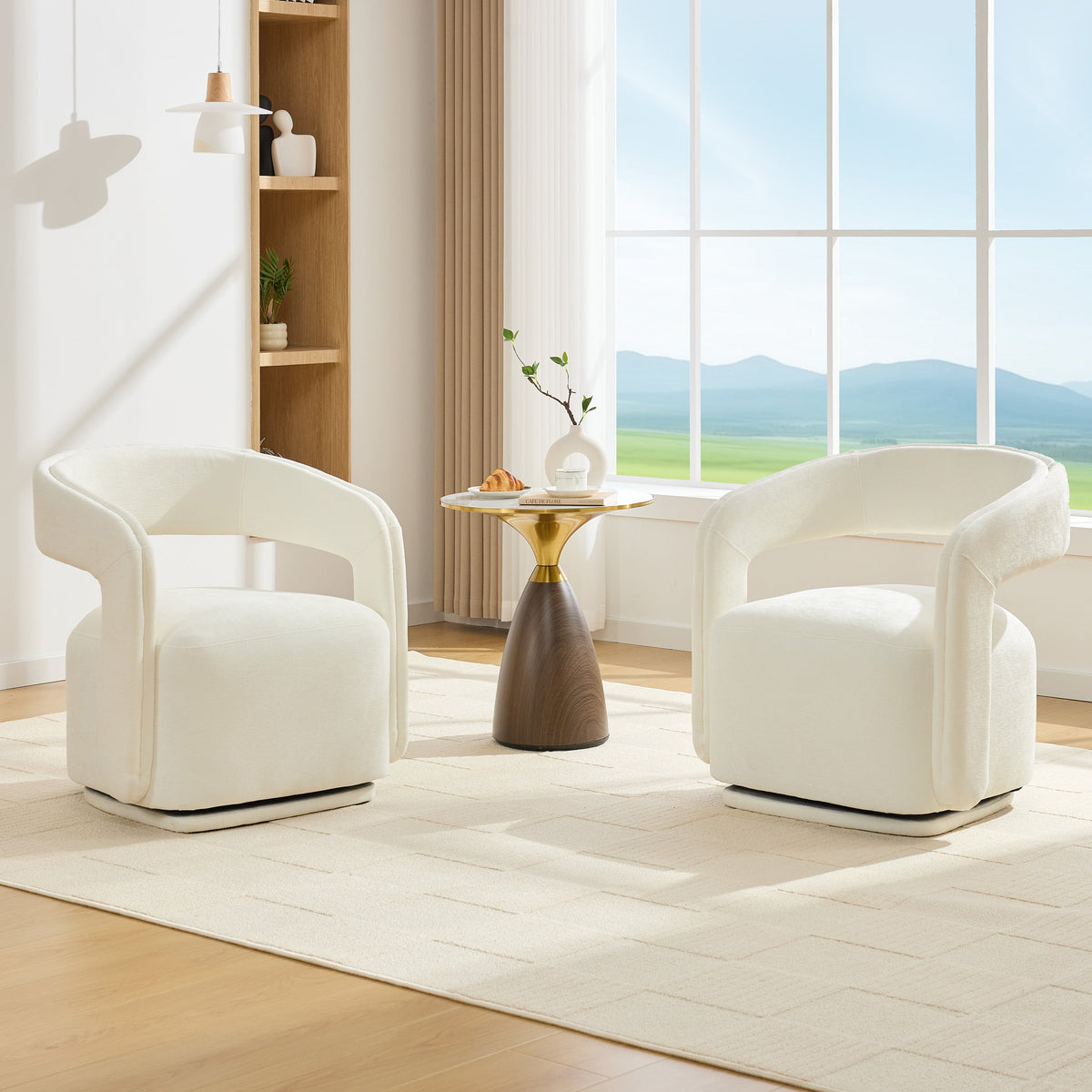 Chenille Fabric Swivel Accent Armchair, photo 9 of 9