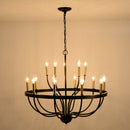 15-Light Industrial Iron Candle Chandelier Modern Farmhouse Pendant Light