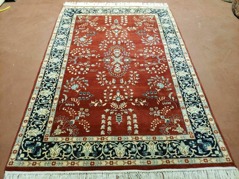 4' X 6' Vintage Handmade Pakistani Rug Highly Detailed Red