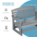 2-Person Outdoor Glider Bench Patio Double Swing Rocking Chair Loveseat w/ Slatted HDPE Frame for Backyard Garden Porch, Light Gray