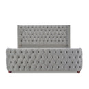 Brooklyn King Tufted Panel Bed Headboard and Footboard Set, Opal Grey Velvet