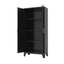 71'' 2 Shapely Doors Cabinet, Metal Storage Cabinet with Doors and Adjustable Shelves, for Bedroom, Living Room, Kitchen (Black)