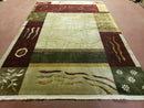 6' X 9' Modern Handmade Tibetan Nepal Wool & Silk Rug Decorative Abstract Gold