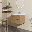 30" Wall Mounted Bathroom Vanity With Sink, Soft Close System, And Spacious Drawers - Walnut by Unique Piece Furniture