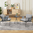 2 Sets 1 Case, Upholstered hanging armchair with arm pocket metal frame, crushed foamcushions and skin-friendly braid for living room and bedroom. Grey color