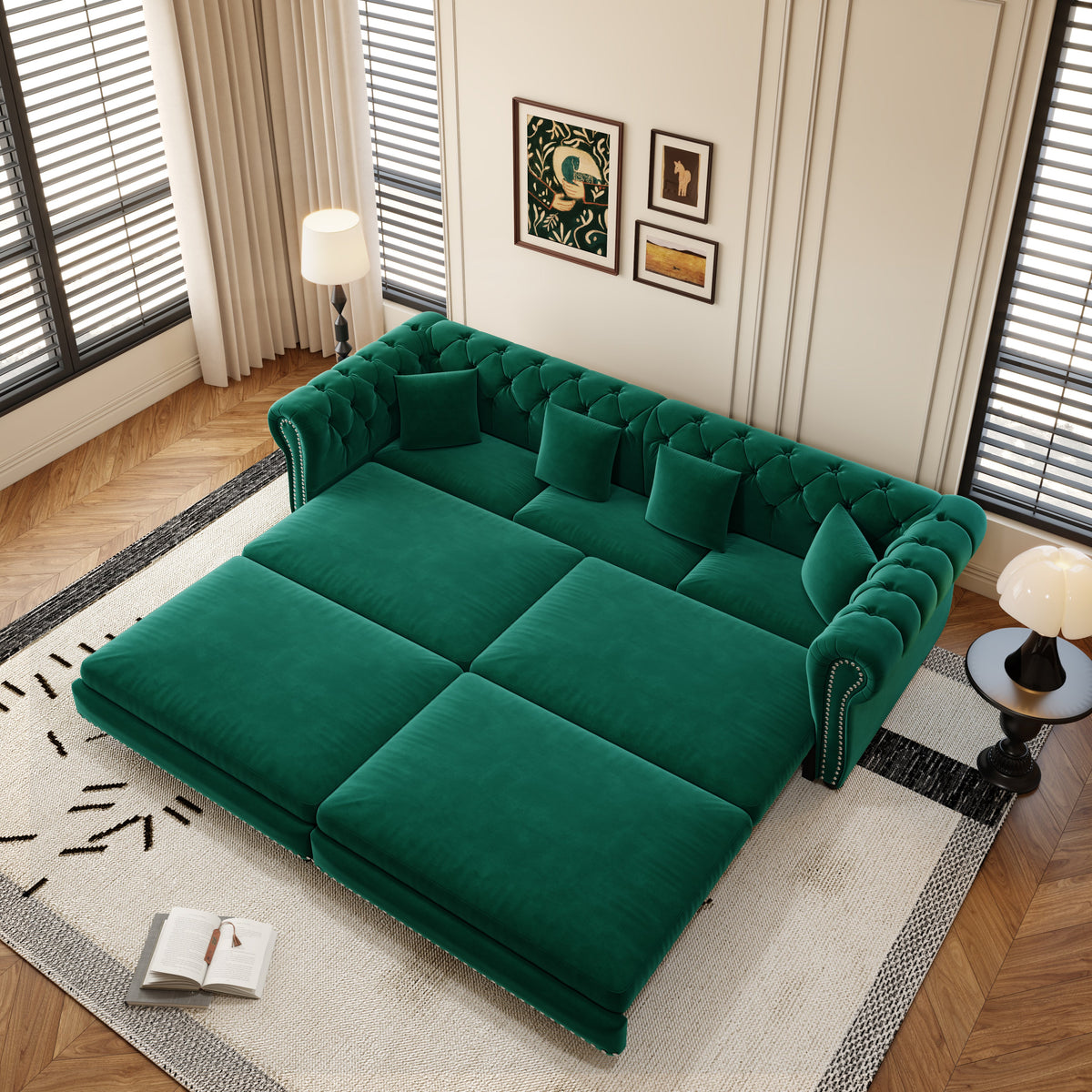Chesterfield 3-in-1 Pull-Out Sofa Bed - Green, photo 4 of 10