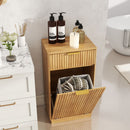 Tilt Out Trash Can Cabinet With Wave Textured Drawer & Pull Out Bin by HouseOfZazla