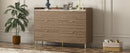55" Long 6 Drawer Dresser with Marbling Worktop, Mordern Storage Cabinet with Metal Leg and Handle for Bedroom,Walnut