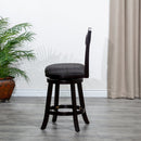 24" Counter Height X-Back Swivel Stool, Espresso Finish, Charcoal Fabric Seat