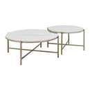 Zaidee Marble Top Nickel Nesting Table Set - White by HouseOfZazla