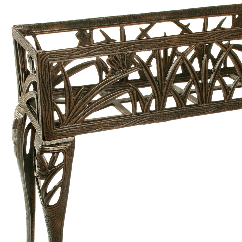 Cast Aluminum Antique Bronze Butterfly Rectangular Metal Plant Stand