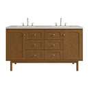 James Martin Laurent 60" Dual Mount Double Bathroom Vanity, Honey Oak