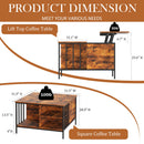 Lift Top Coffee Table With Storage Adjustable Height - Black by HouseOfZazla