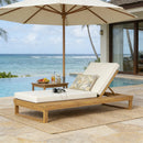 Teak Finish Acacia Wood Chaise Lounge with 4-Inch Cushion by HouseOfZazla