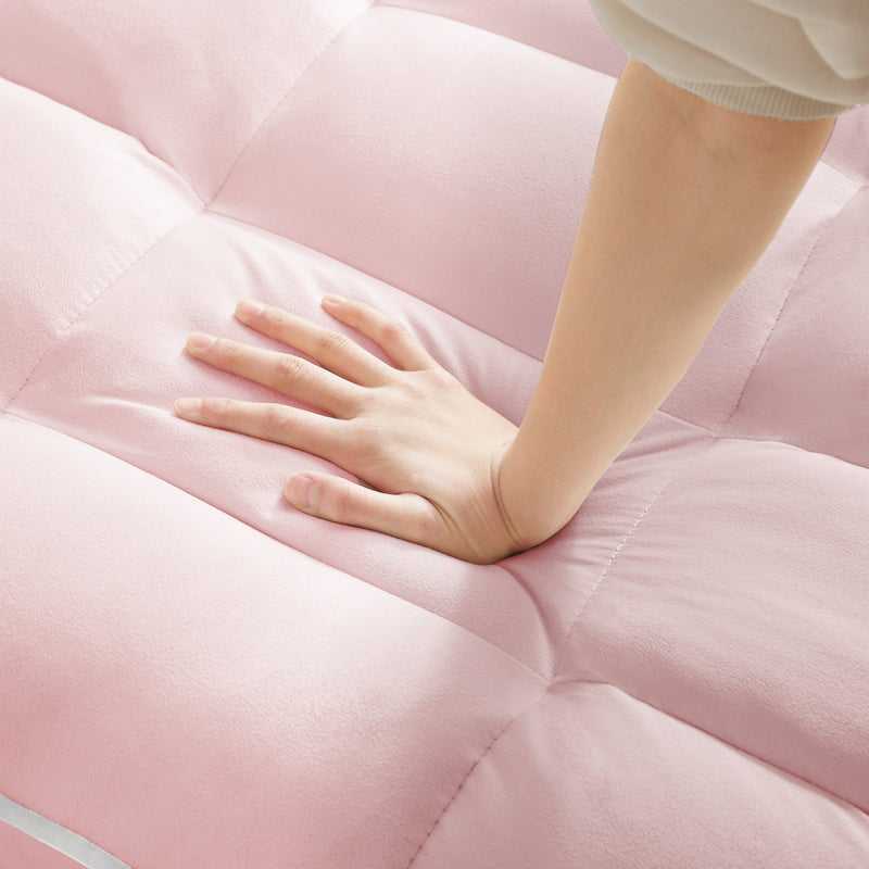 3-in-1 Sofa Bed, Convertible Sleeper Chair Sofa Bed Adjustable Pull Out Sleeper Chair Bed Multi-Pockets Folding Sofa Bed for Living Room Bedroom Small Space (Pink)